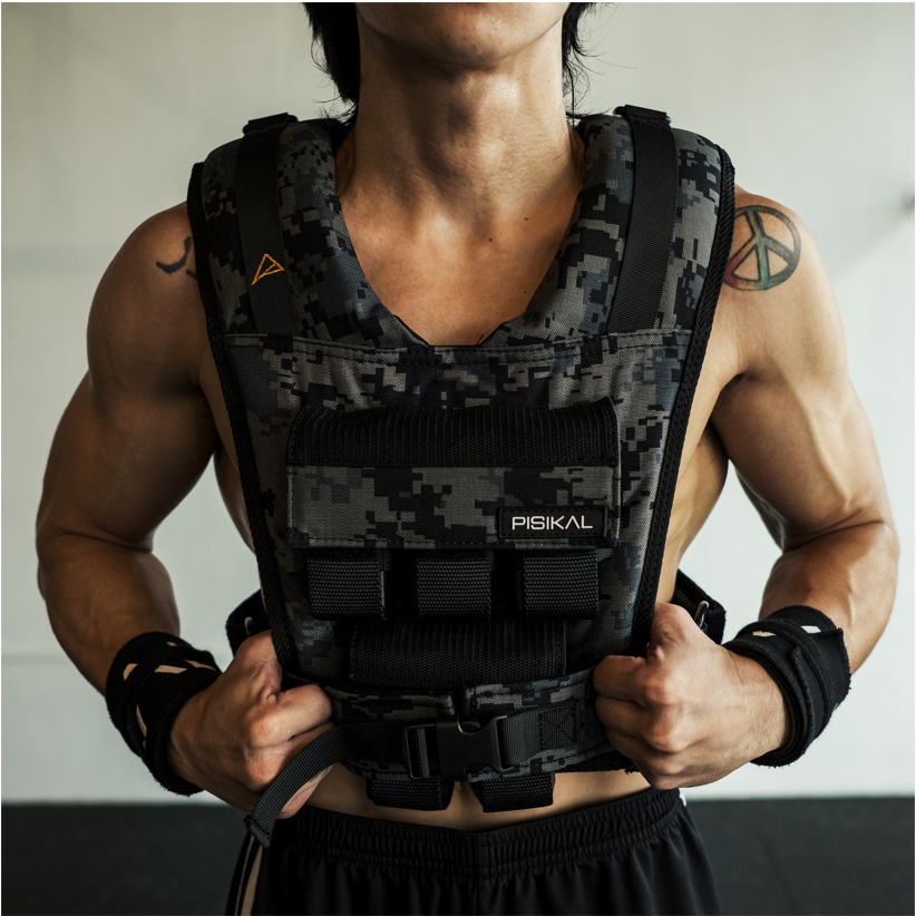 Pisikal Weight Vest 22 Lbs. CAMOU With 10 Cast Iron Metal Block
