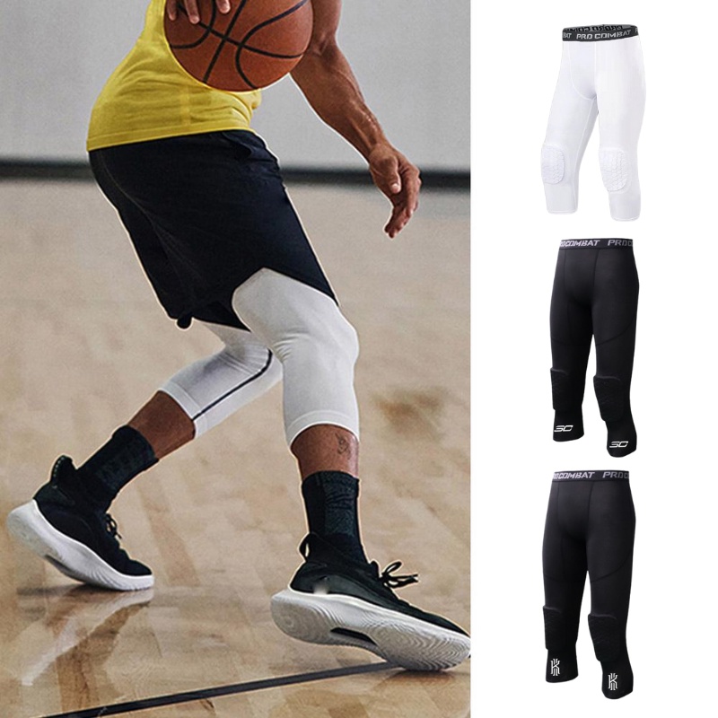 Basketball Knee Pads Seven-Point Men Professional Honeycomb Anti-Collision  Pants Elbow Sports Protective Gear Leggings Playing Equipment Full Set  Elastic Sport