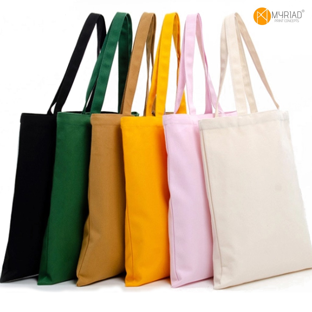 MYRIAD Quality Woven Fabric Plain 15x13 Tote Bags 12 COLOR