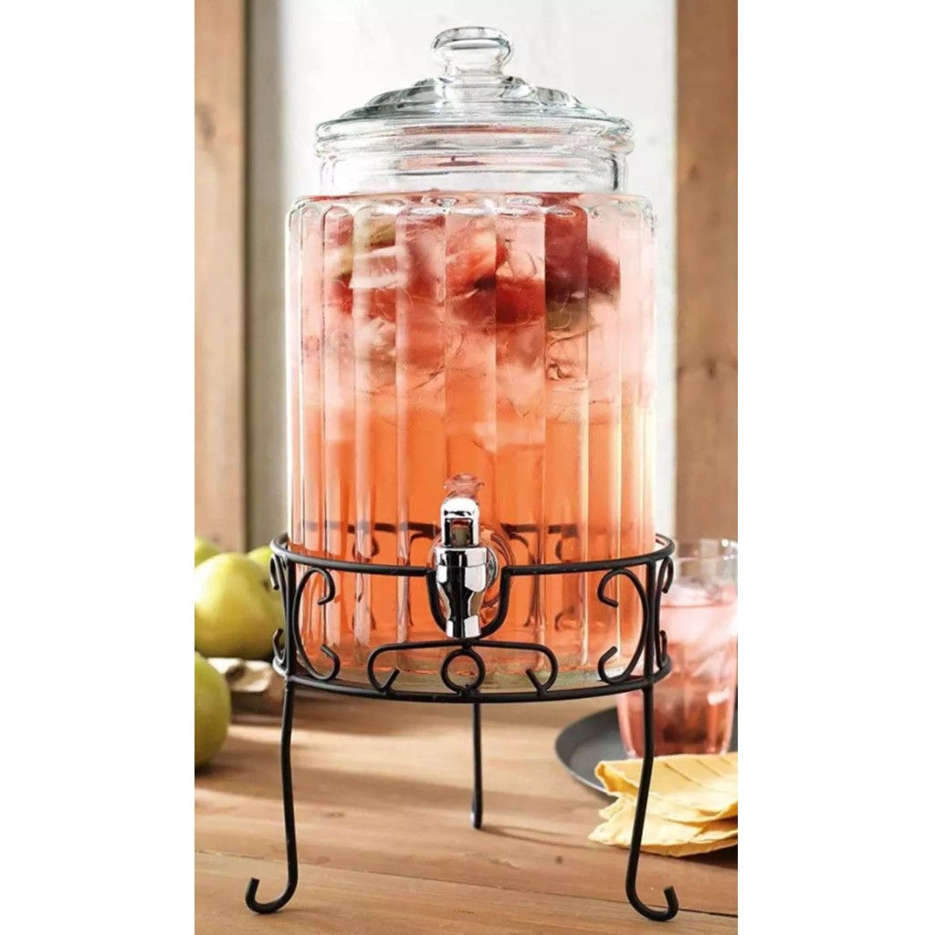 Home Essentials Del Sol Ribbed Glass 1.5-Gallon Beverage Dispenser with  Stand - Macy's