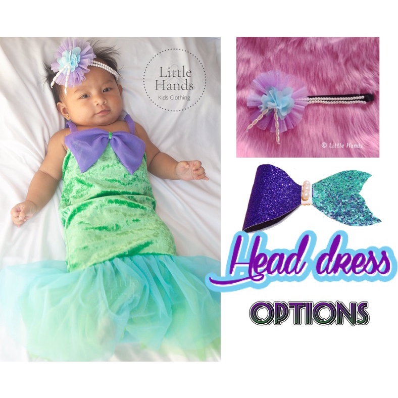 Mermaid Costume Dress with Headdress for babies and toddlers little