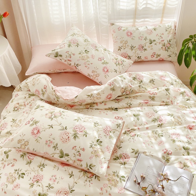 Missdeer Duvet Cover 100% Cotton Thicken Soft Floral Style Quilt Cover with  Zipper Single / Queen / King Size