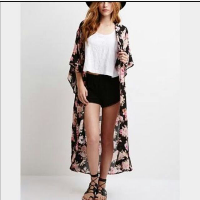 Forever 21 Long printed floral kimono Shopee Philippines