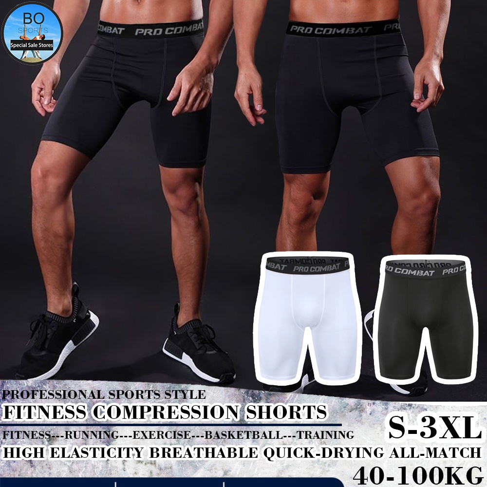 BOSPORT【In Stock/Good Quality】Men`s Pro combat Compression Short Pants Gym  Sports Leggings Running Tights Fitness Workout Basketball Supporter