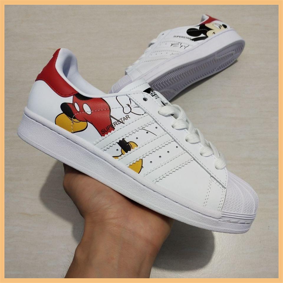 Available adidas superstar Mickey Mouse women and men white shoes