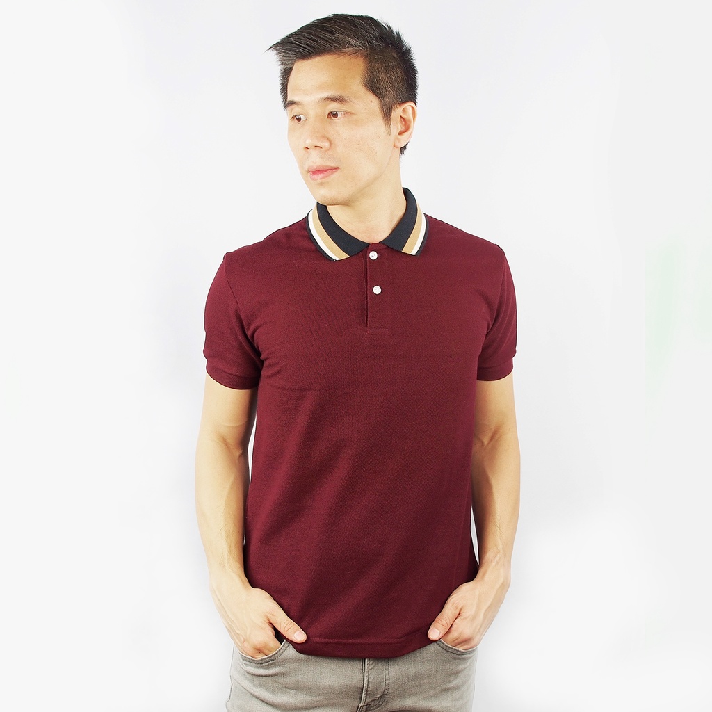 Polo shirt hotsell maroon and white