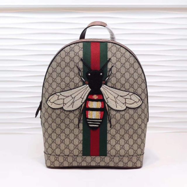 Original Grade Gucci Mens Web Animalier Backpack with Bee Real