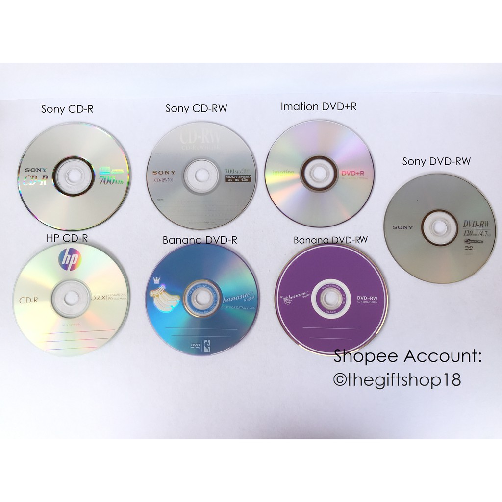 Various brands Blank CD-R/CD-RW/DVD-R/DVD-RW w/ free case