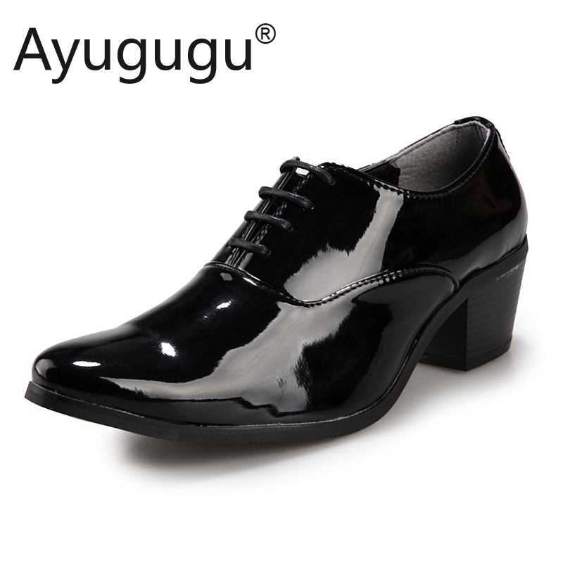 Mens black dress shoes with heel best sale