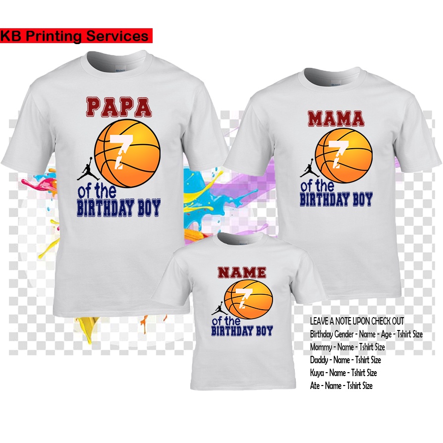 family on basketball shirts