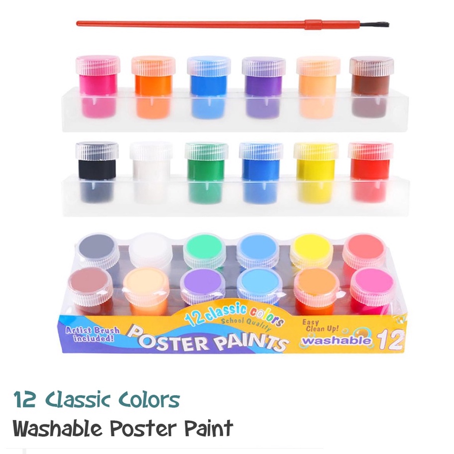 6pcs & 12pcs Color Washable Classic Poster Paint Arts and Crafts