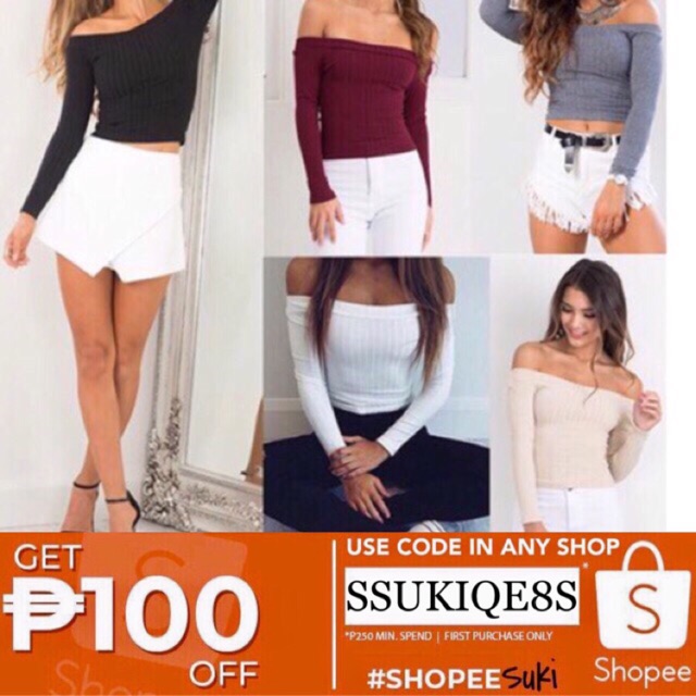 Knitted Off Shoulder Top Shopee Philippines