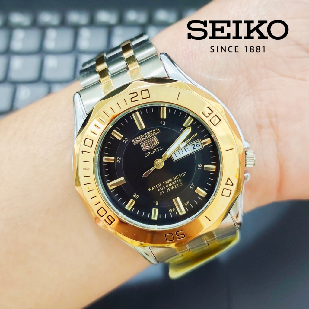 Seiko 5 outlet sports automatic gold