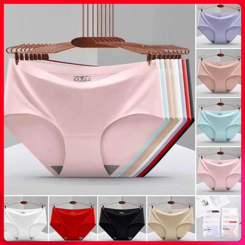 seamless full panty women sexy lingerie ice-silk briefs plus size panties  for ladies underwear