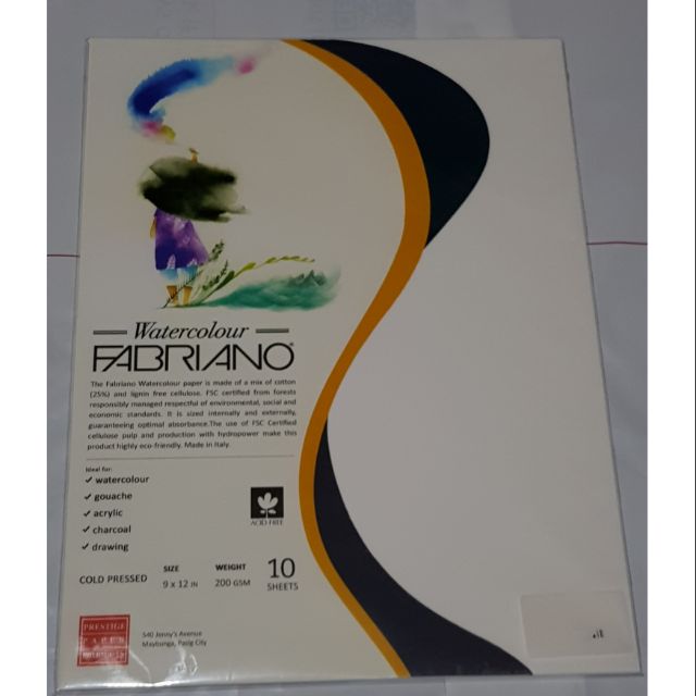 Fabriano Artist Paper: Watercolor Paper Cold Pressed 200gsm 10