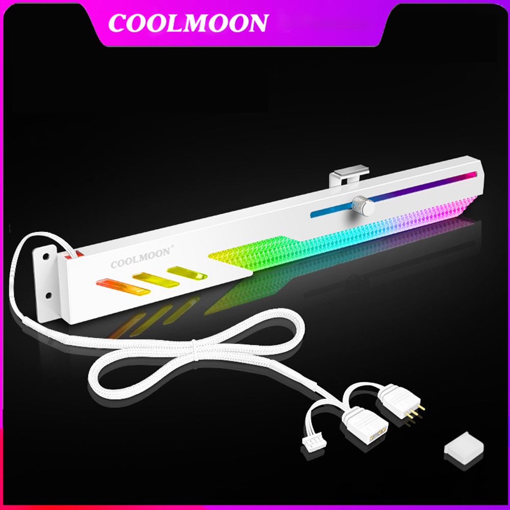 COOLMOON 30cm 5V 3Pin Small 4Pin Light Strip 18 Lamp Beads Aluminum  Magnetic RGB LED Color Atmosphere Lamp for PC Case Chassis
