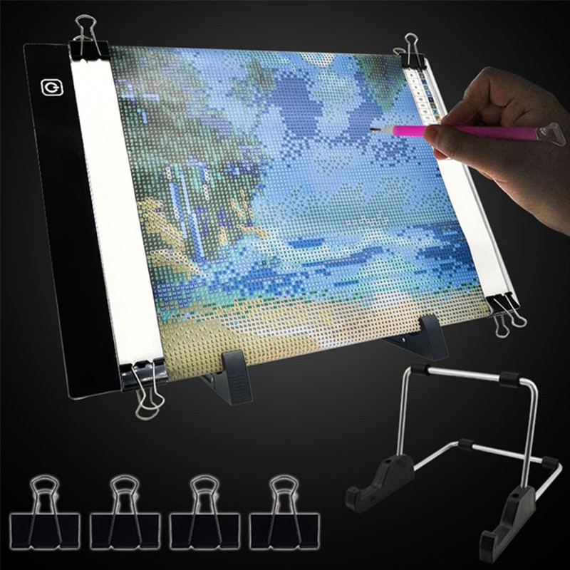 A4 Light Pad For Diamond Painting Kit With Stand & Clips, 3 Brightness  Adjustable Diamond Painting tools
