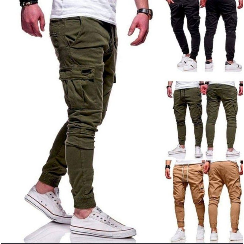 Mens Sports Zipper Slim Fit Trousers Casual Workout Cargo Pants Joggers Hip  Hop