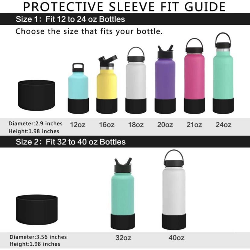 Slipproof Silicone Protective Sleeve Boot For Hydro-Flask Bottle 12/24/32/40  Oz