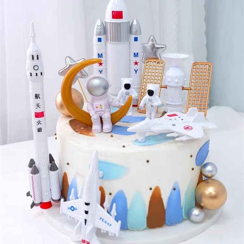 Personalized Wood Rocket Cake Topper for Children's Birthday