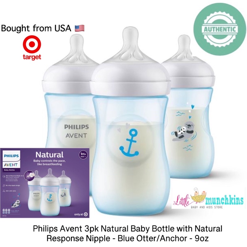 Philips Avent Natural Baby Bottle With Natural Response Nipple Blue 9