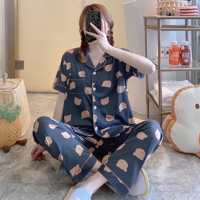 Korean Cotton Sleepwear Pajama Set For Women Nightwear