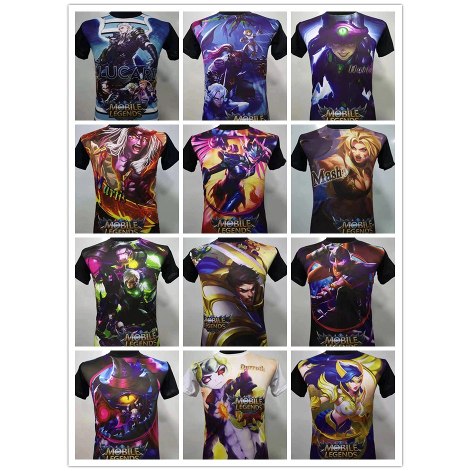 12 DESIGN New Arrival 3D design Mobile Legends Heroes UNISEX free size T shirt COD Shopee Philippines