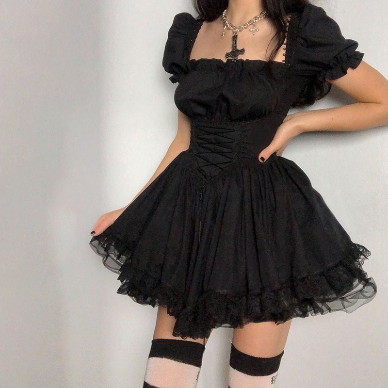 Goth punk sexy retro bandage corset retro aesthetic eyelet lacing corset  gothic accessories dress-pu black,S : : Fashion