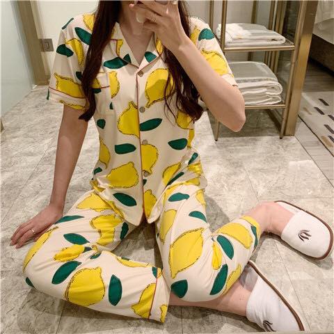 DANDY SP 19 Lemon Print Cotton Pajama Short Sleeve