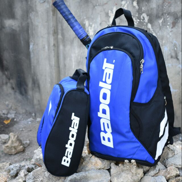 Babolat Tennis Back Pack Blue Black Free Shoe Bag Shopee