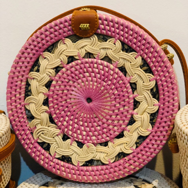 Pink rattan bag new arrivals