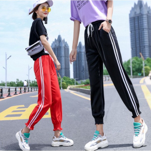 Two stripes korean fashion Jogger pants casual pants for women's ladies