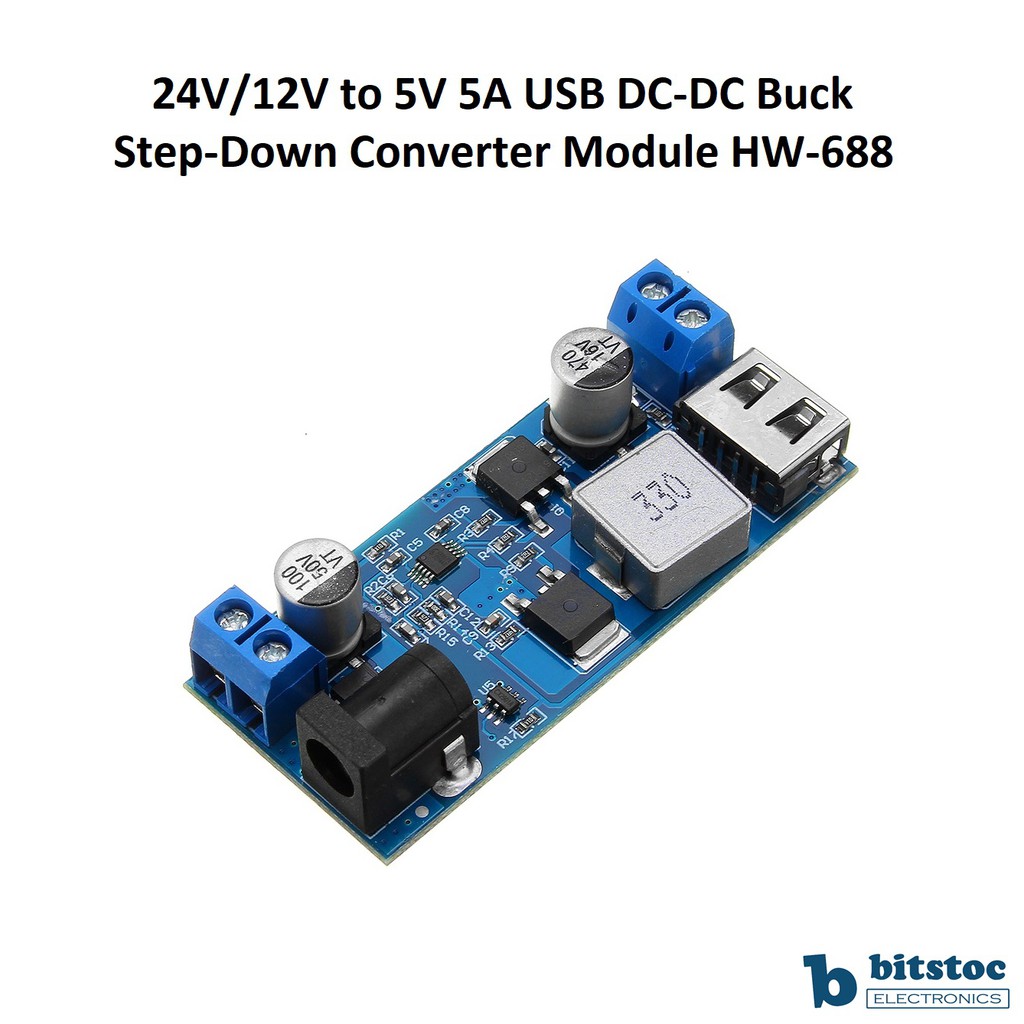 24V/12V to 5V 5A USB DC-DC Buck Step-Down Converter Module HW-688