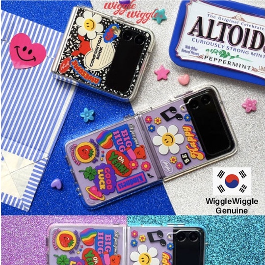 WiggleWiggle Phone cases Cover Galaxy Z Flip3 case Galaxy Z Flip Galaxy s21 Galaxy Note 20 Cute Case Korea Transparent Character