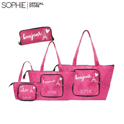 Sophie Paris Foldable Waterproof Tote Bag Set Pink Shopee