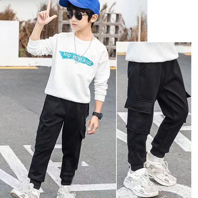 kids 4 pocket jogger pants Korean version Tool pants makapal tela