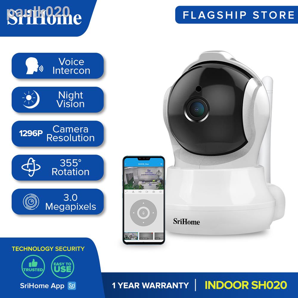 srihome sh020 wireless ip camera 1296p pan tilt night vision