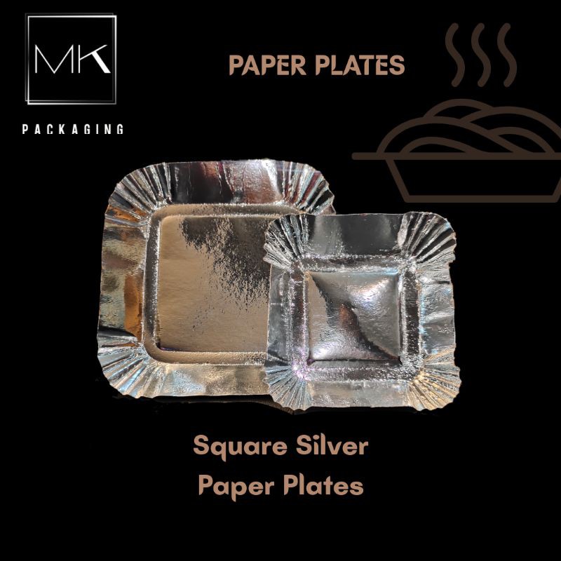 Silver square shop paper plates