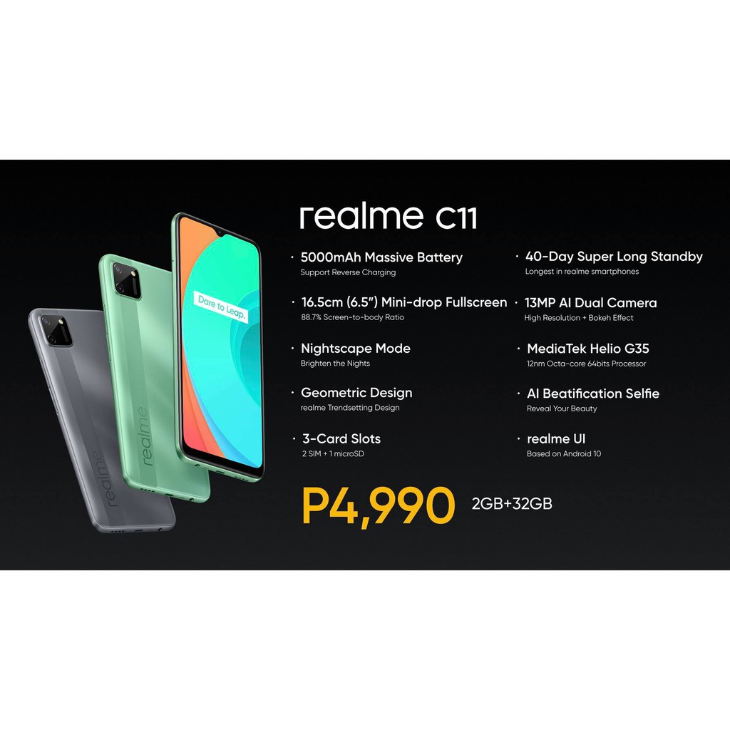 Realme - C11 2GB RAM + 32GB ROM Mint Green