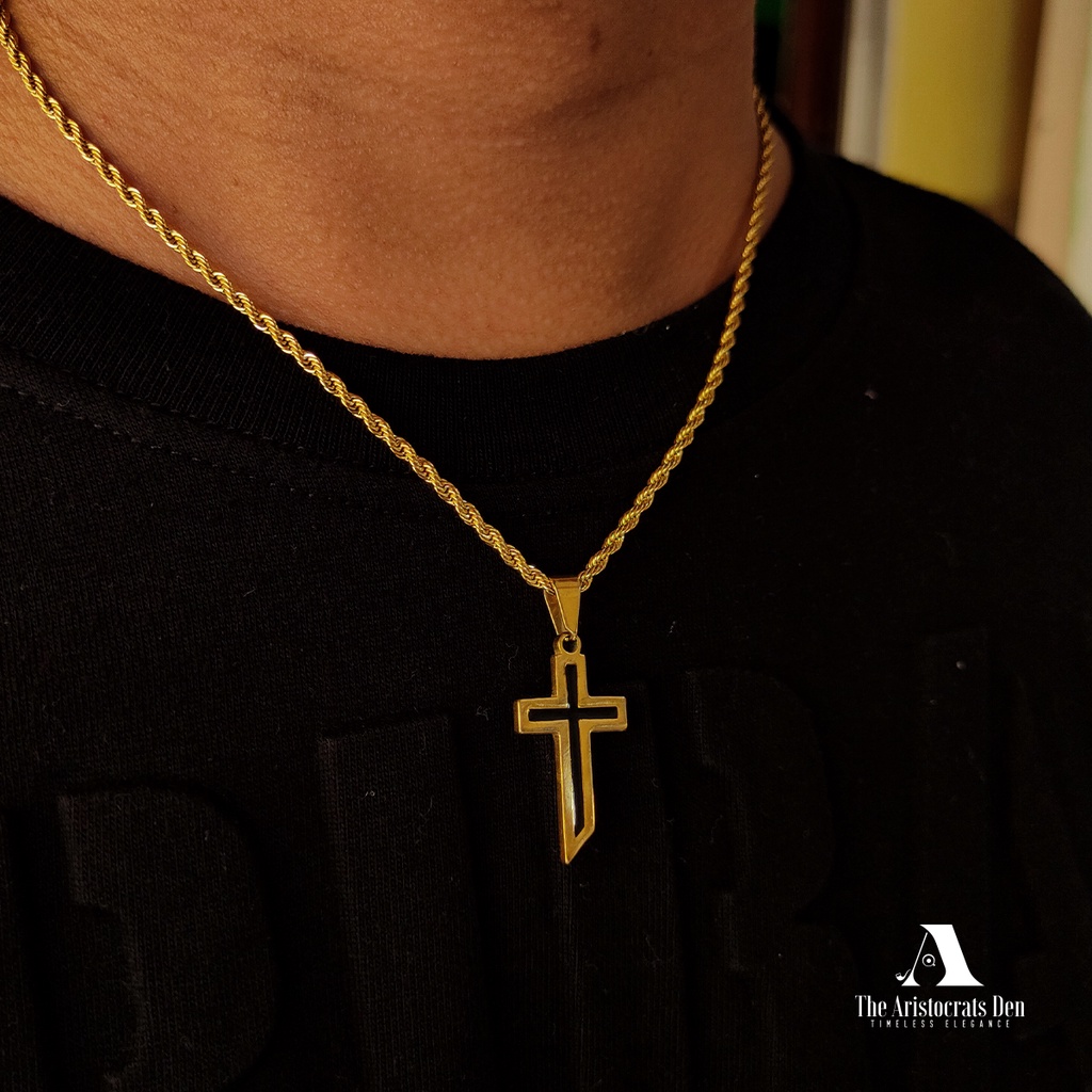 Black gold on sale cross necklace