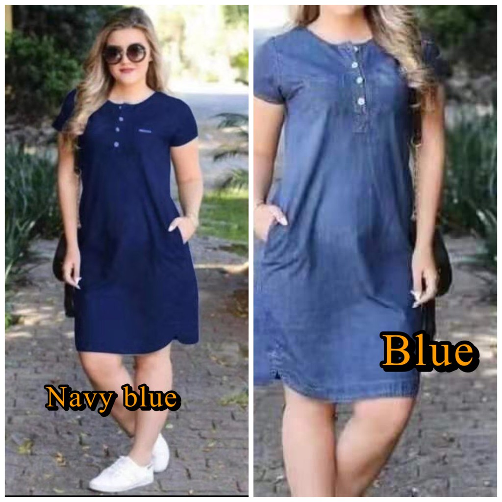 R 6952 US Casual denim dress bottoned style for women Shopee