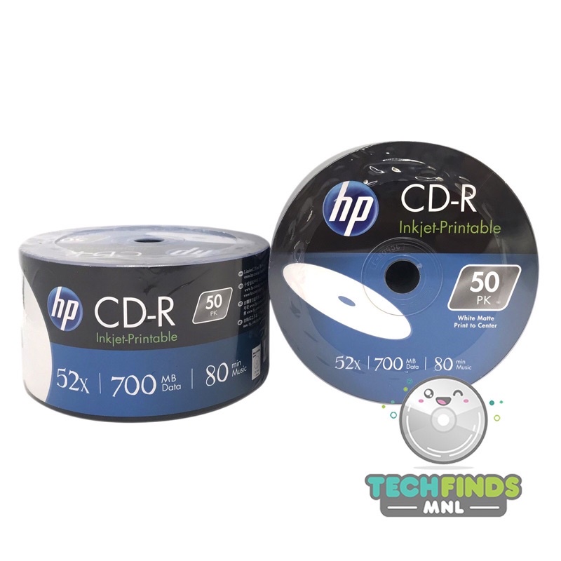 HP 52x CD-R Branded / Logo Blank Recordable Discs 700MB 80 Mins - 50 Pack
