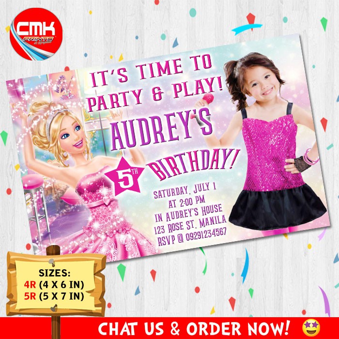 Barbie invitation cheap 7th birthday