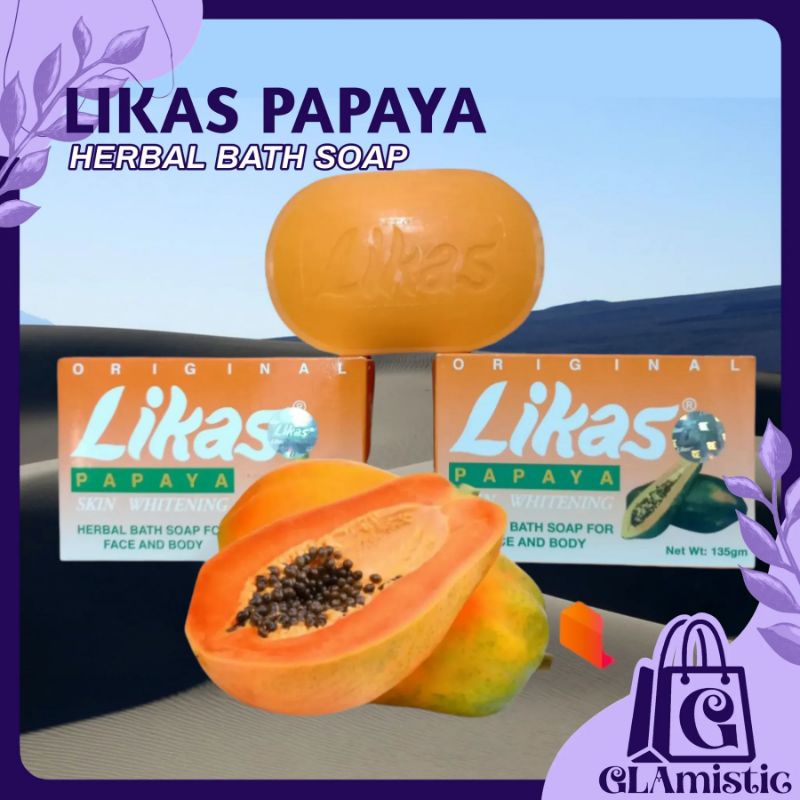 Original Likas Papaya Skin Whitening Herbal Bath Soap for Face and