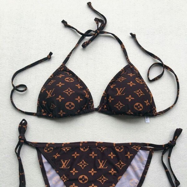 With Freebie] Louis Vuitton Monogram Print Triangle Bikini