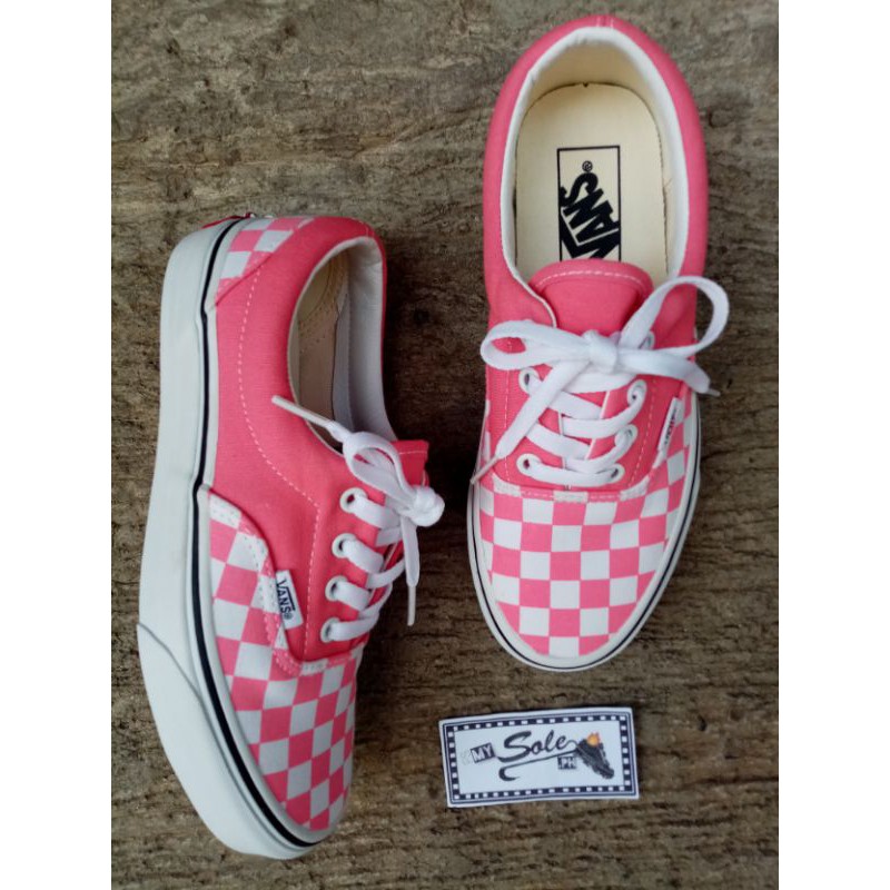 Strawberry pink checkered clearance vans