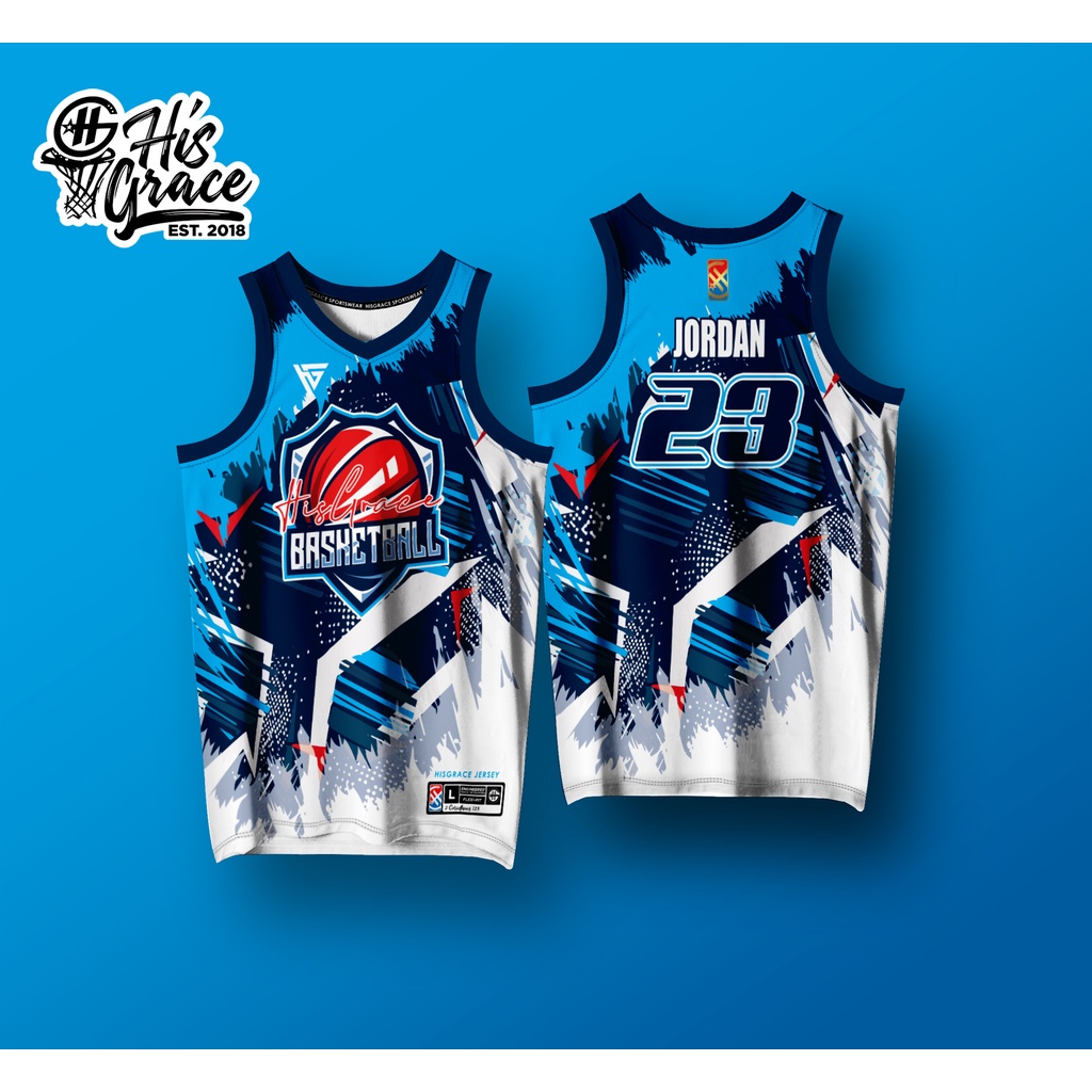 Sublimation jersey hot sale blue white