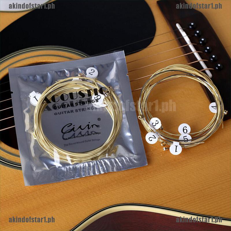 akin 6pcs set Universal Acoustic Guitar String Brass Hexagonal