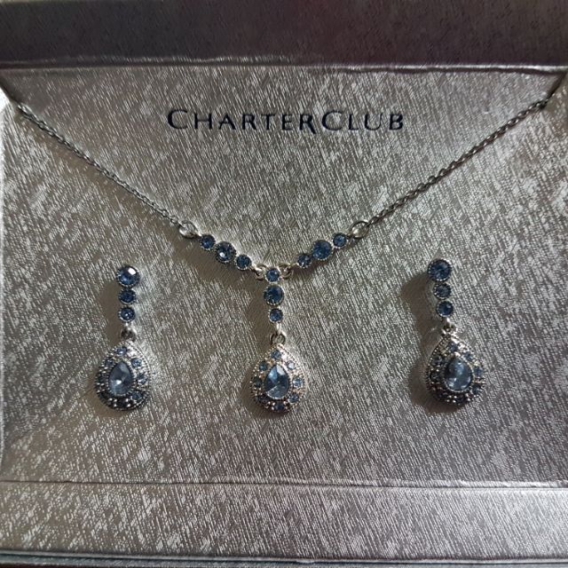 Charter Club crystal, silver jewelry set