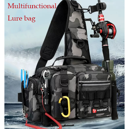 Lure bag, multi-functional fanny pack, one-shoulder oblique span backpack,  Lure pole bag.